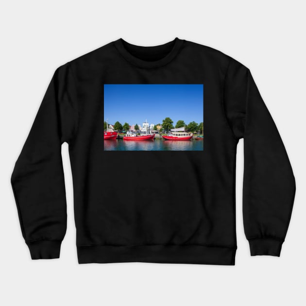 Fishing boats, Alter Strom, Warnemünde, Rostock, Mecklenburg-Western Pomerania Crewneck Sweatshirt by Kruegerfoto